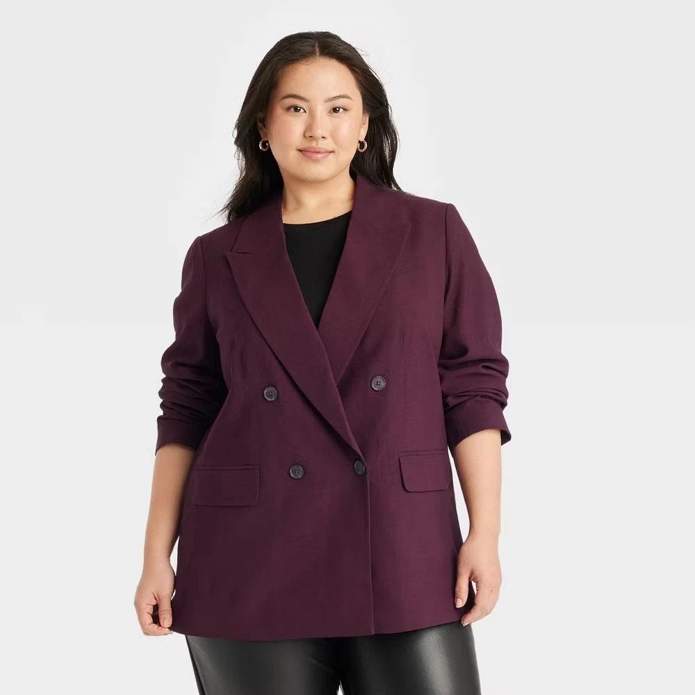 Women's‎ Burgundy Double-Breasted Blazer – A New Day XL Brand New with Tags